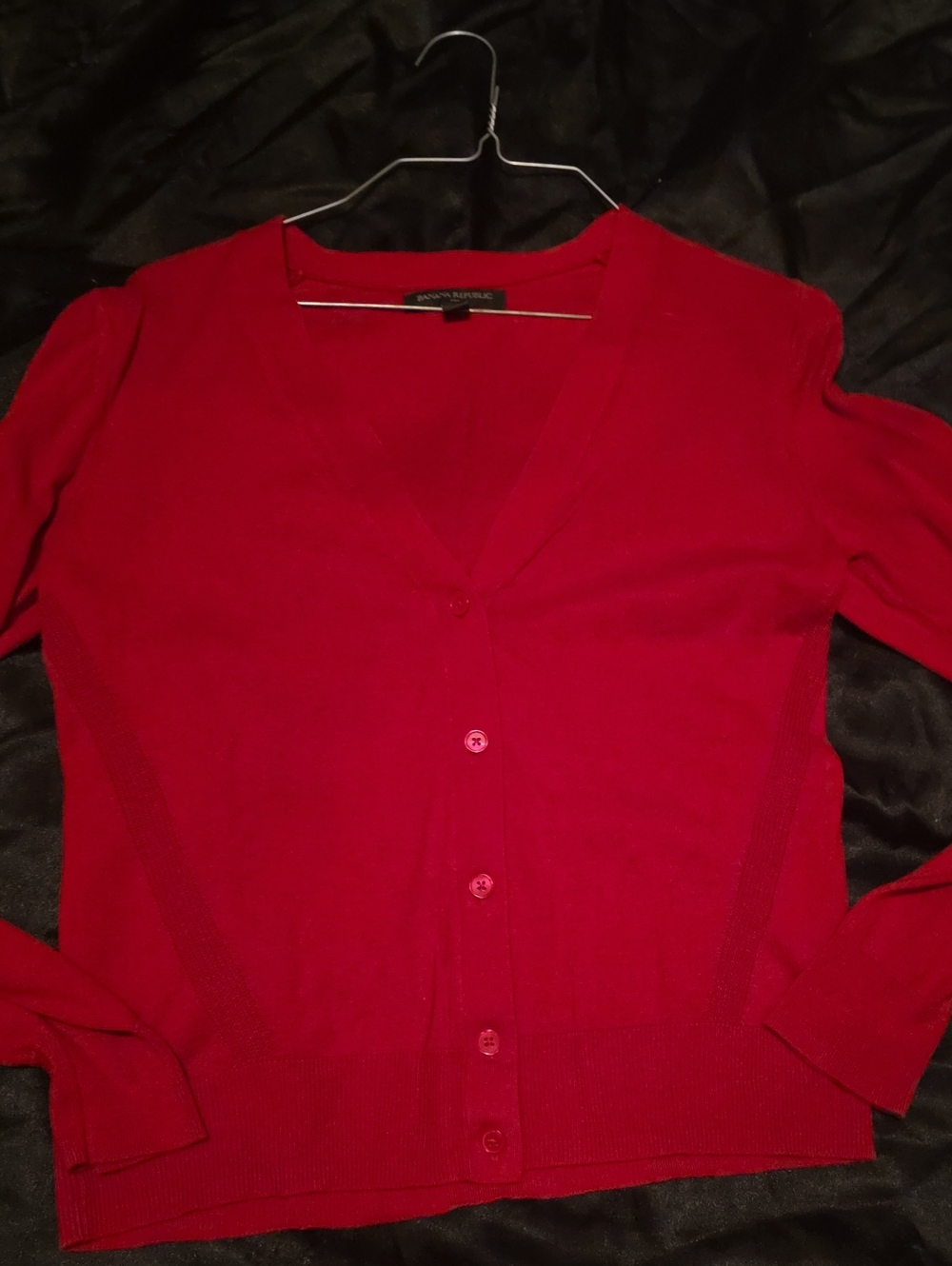 Banana Republic Bright Red V-Neck Button Cardigan